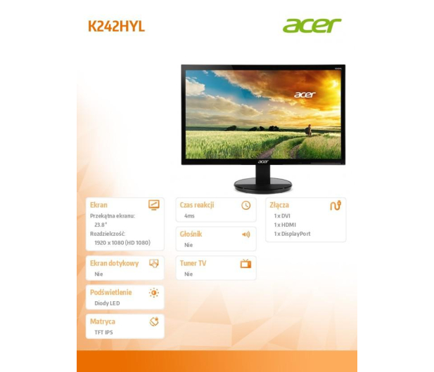Acer K242HYLBID czarny - 372925 - zdjęcie 4